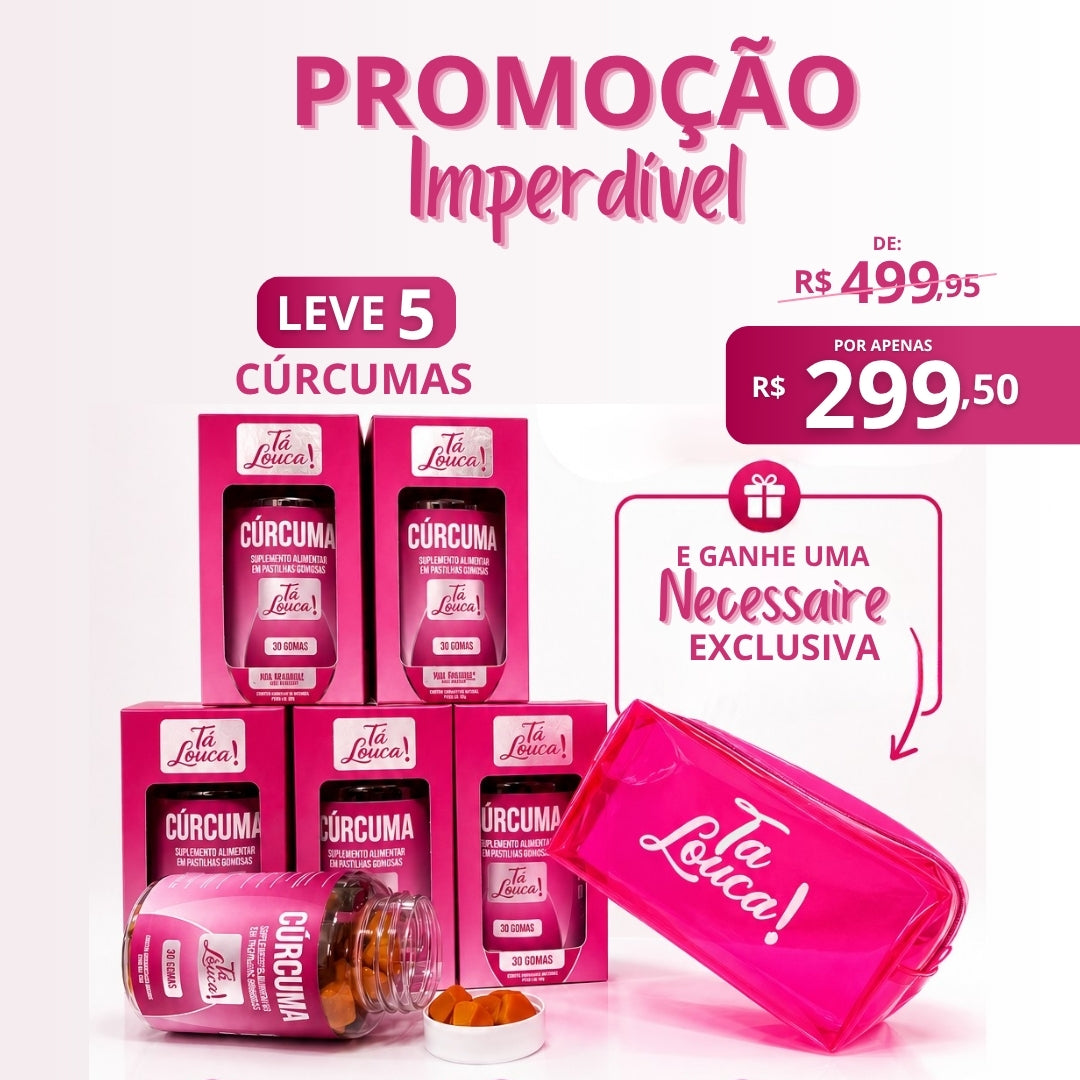 PROMOÇÃO IMPERDÍVEL: Leve 5 Cúrcumas + Nécessaire Exclusiva!